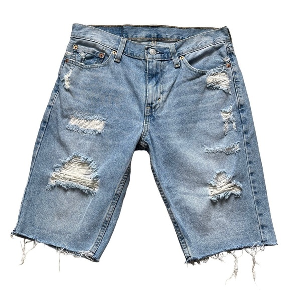 Levi’s 511 Men’s Slim Cut Off Denim Shorts Size 30 Distressed Light Wash Cotton - Picture 3 of 11